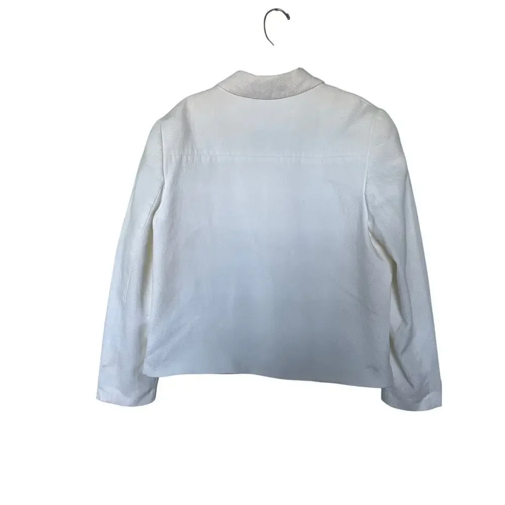 L*T Sport Women White Cotton Blazer Size 12